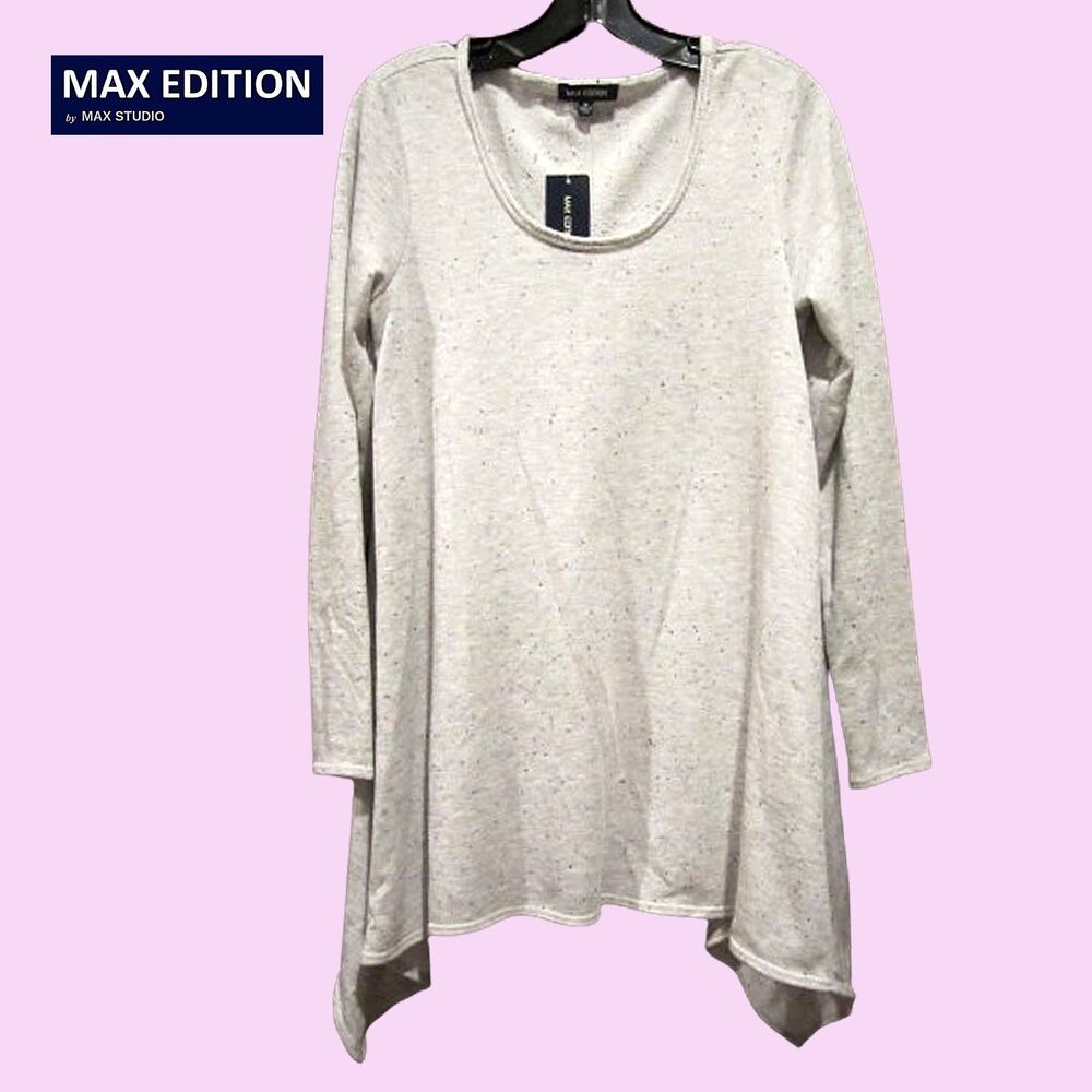 MAX EDITION By MAXSTUDIO NEW Bohemian Asymmetrical Speckled Tunic Knit Dress M